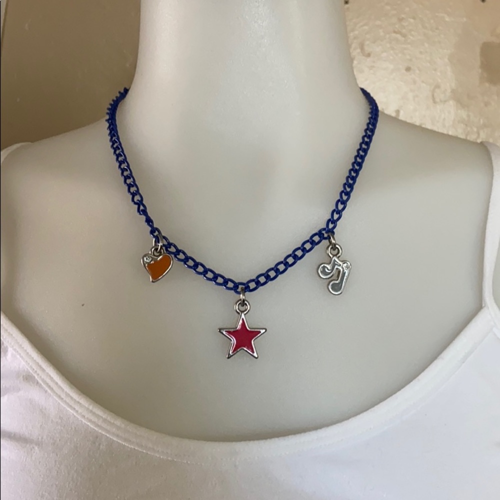 Blue chain charm necklace